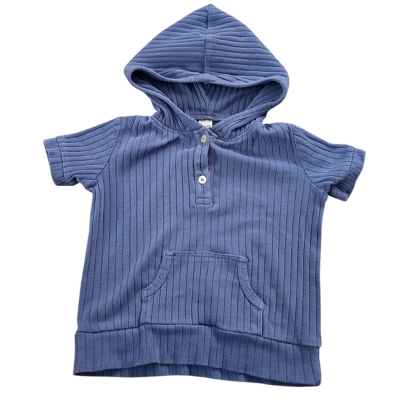 kate quinn Other - Kate Quinn Toddler Kids Blue Ribbed Short Sleeve Hooded Shirt Size 2T
